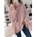 Women Long Sleeve High Collar Solid Sweaters