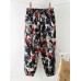 Ethnic Graffiti Print Drawstring Pocket Elastic Waist Harem Pants For Women