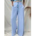 Women Casual High Rise Loose Fit Wide Leg Solid Pants with Side Pockets