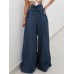 Women Floor Length Solid Pleating Casual Loose Fit Pants