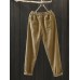 Women Corduroy Solid Simple Vintage Drawstring Elastic Waist Pants