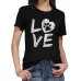 LOVE Print Round Neck Short Sleeve Casual T  shirts For Women