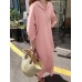 Solid Color Long Sleeve Lapel Loose Maxi Shirt Dress