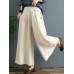 Women Floral Pattern Elastic Waist Casual Wide Leg Pants With Pocket