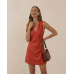 Elara | Linen V-Neck Mini Dress