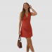 Elara | Linen V-Neck Mini Dress