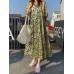 Floral Print Half Sleeve O  neck Loose Dress